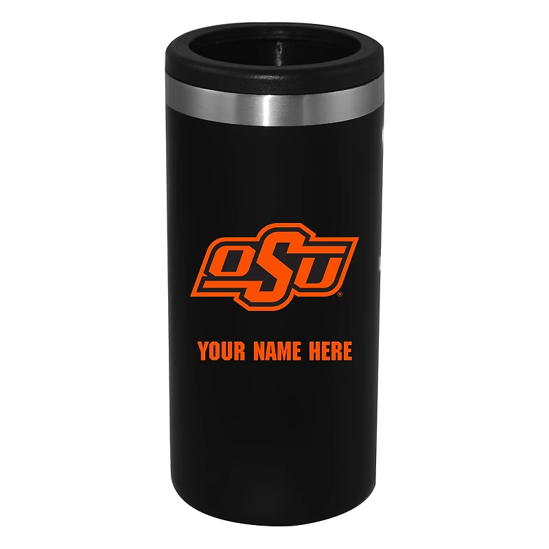 Black Oklahoma State Cowboys 12oz. Personalized Slim Can Holder