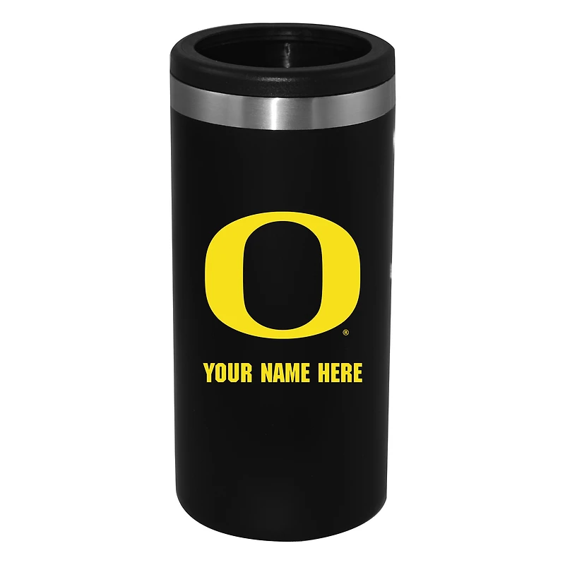 Black Oregon Ducks 12oz. Personalized Slim Can Holder