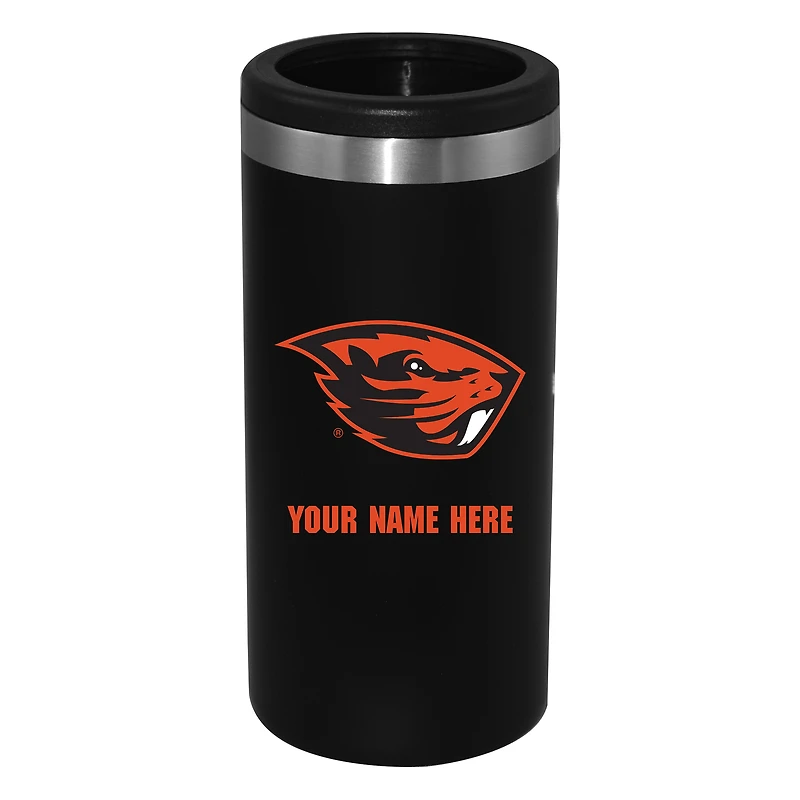 Black Oregon State Beavers 12oz. Personalized Slim Can Holder
