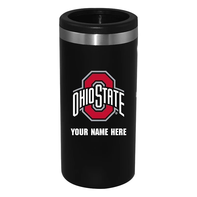 Black Ohio State Buckeyes 12oz. Personalized Slim Can Holder