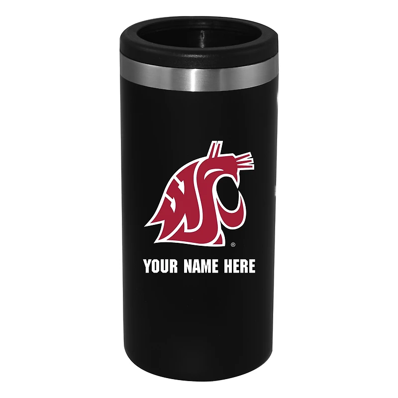 Black Washington State Cougars 12oz. Personalized Slim Can Holder