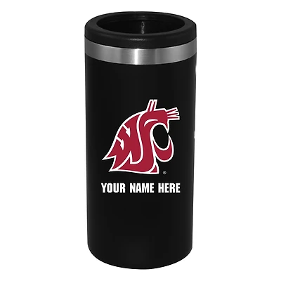 Black Washington State Cougars 12oz. Personalized Slim Can Holder