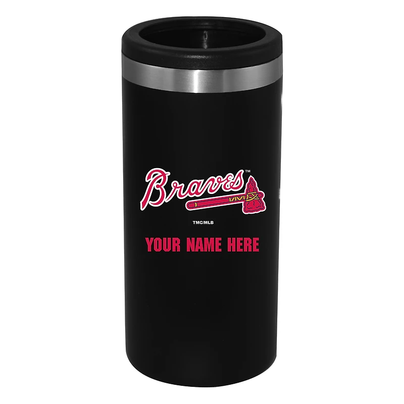 Black Atlanta Braves 12oz. Personalized Slim Can Holder