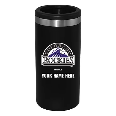 Black Colorado Rockies 12oz. Personalized Slim Can Holder