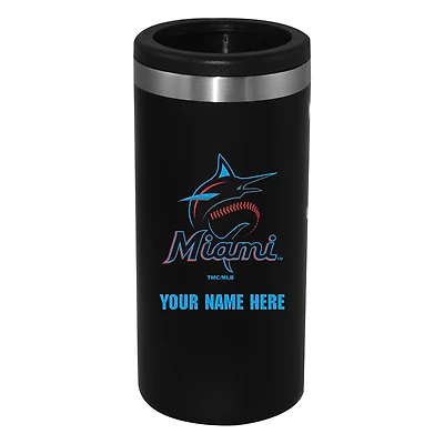 Black Miami Marlins 12oz. Personalized Slim Can Holder