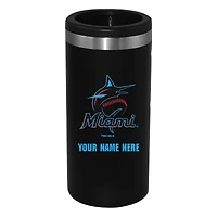 Black Miami Marlins 12oz. Personalized Slim Can Holder