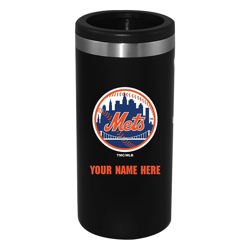 Black New York Mets 12oz. Personalized Slim Can Holder
