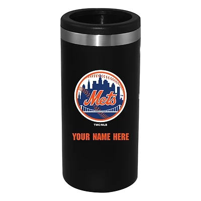 Black New York Mets 12oz. Personalized Slim Can Holder