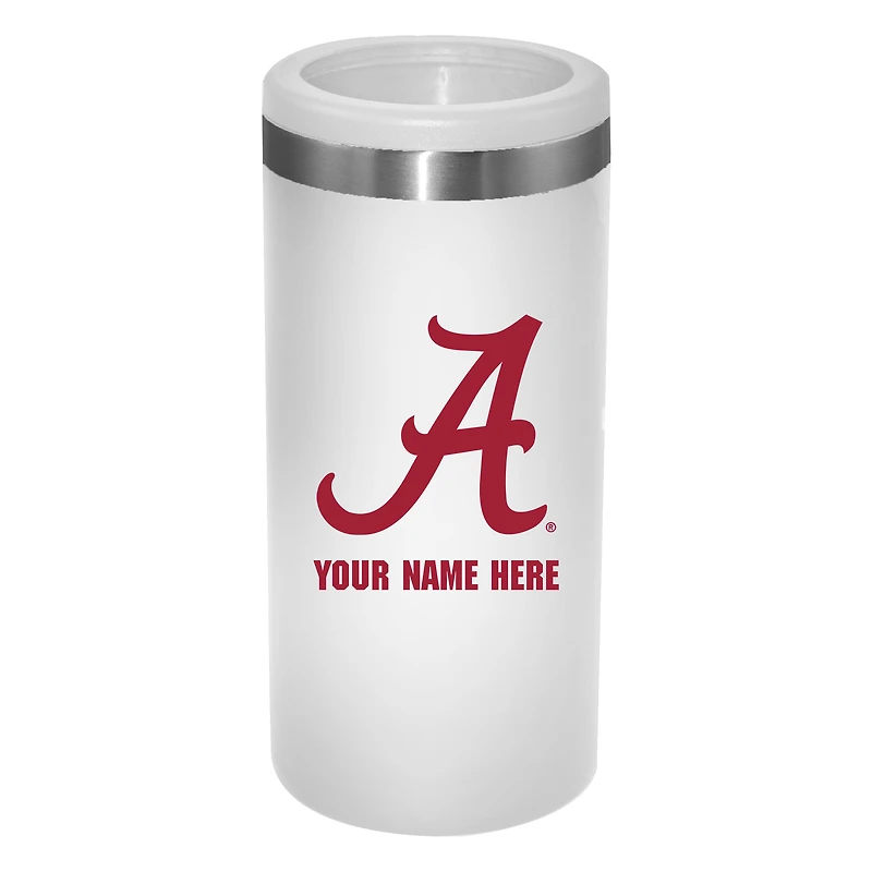 White Alabama Crimson Tide 12oz. Personalized Slim Can Holder