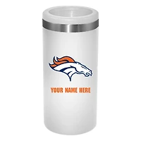 White Denver Broncos 12oz. Personalized Slim Can Holder