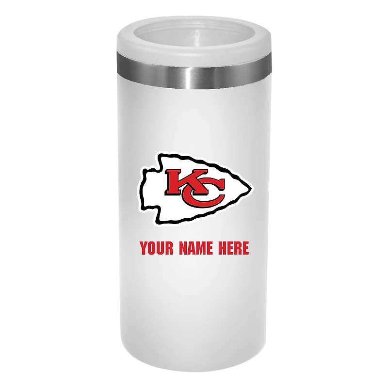 White Kansas City Chiefs 12oz. Personalized Slim Can Holder