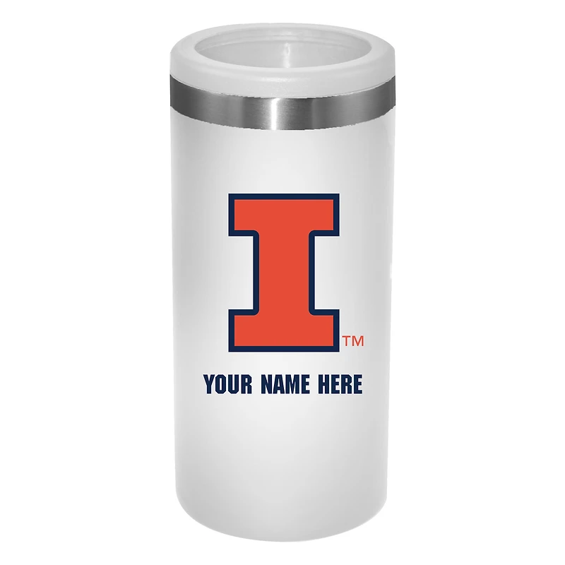 White Illinois Fighting Illini 12oz. Personalized Slim Can Holder