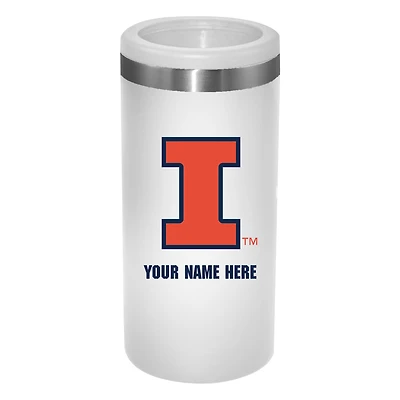 White Illinois Fighting Illini 12oz. Personalized Slim Can Holder