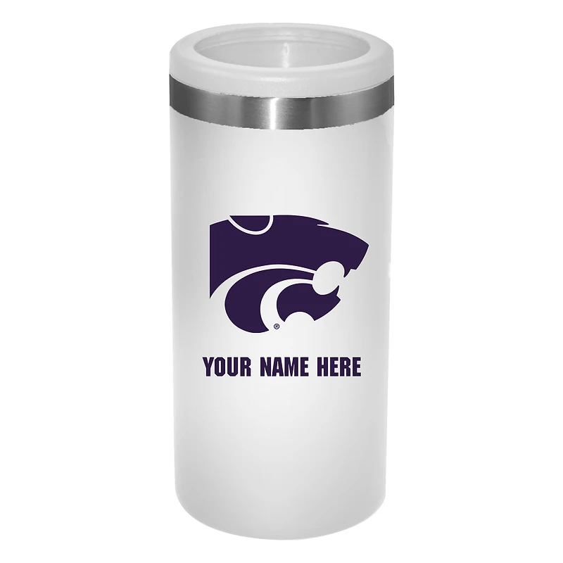 White Kansas State Wildcats 12oz. Personalized Slim Can Holder