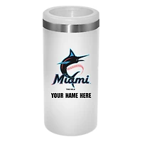 White Miami Marlins 12oz. Logo Personalized Slim Can Holder