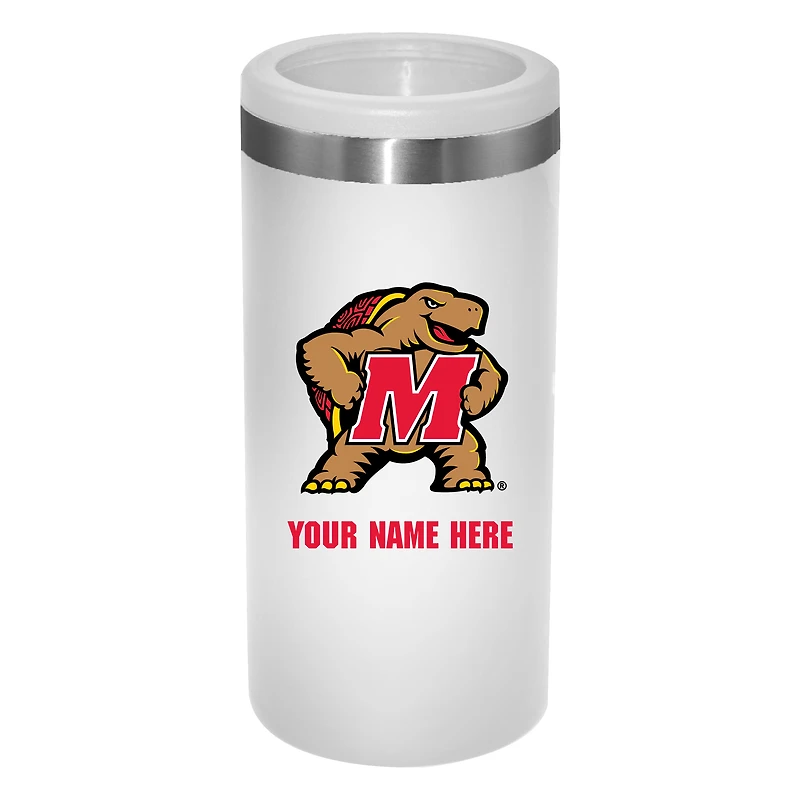 White Maryland Terrapins 12oz. Personalized Slim Can Holder