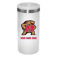White Maryland Terrapins 12oz. Personalized Slim Can Holder