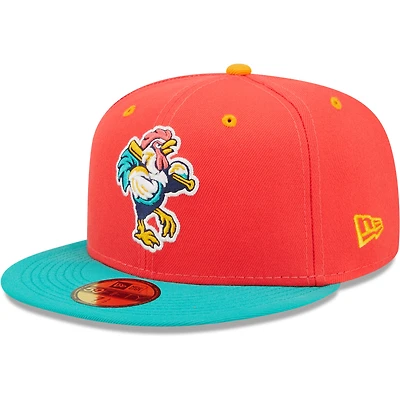 Men's New Era Coral/Turquoise Gallos de Delmarva Copa De La Diversion 59FIFTY Fitted Hat