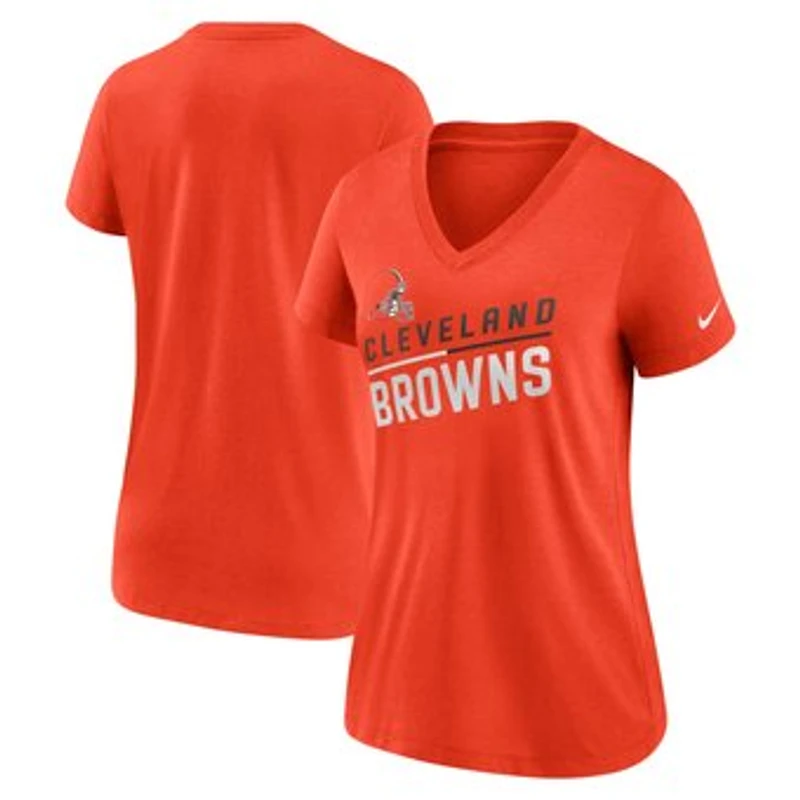 Women's Nike Orange Cleveland Browns Slant Logo Tri-Blend V-Neck T-Shirt