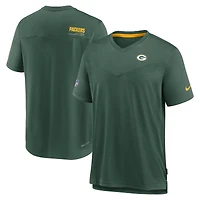 Men's Nike Heather Kelly Green Green Bay Packers Sideline Coach Chevron Lock Up Logo V-Neck Performance T-Shirt