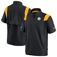Men's Nike Black Pittsburgh Steelers Sideline Coaches Chevron Lockup Pullover Top