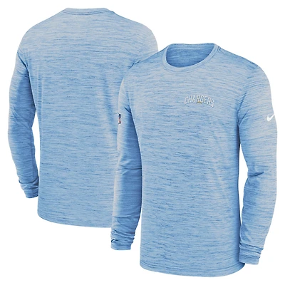 Men's Nike Powder Blue Los Angeles Chargers Sideline Velocity Athletic Stack Performance Long Sleeve T-Shirt