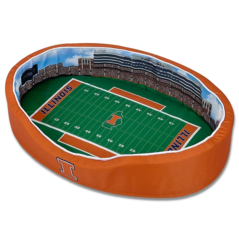 Orange Illinois Fighting Illini 8'' x 25'' x 38'' Large Stadium Oval Dog Bed