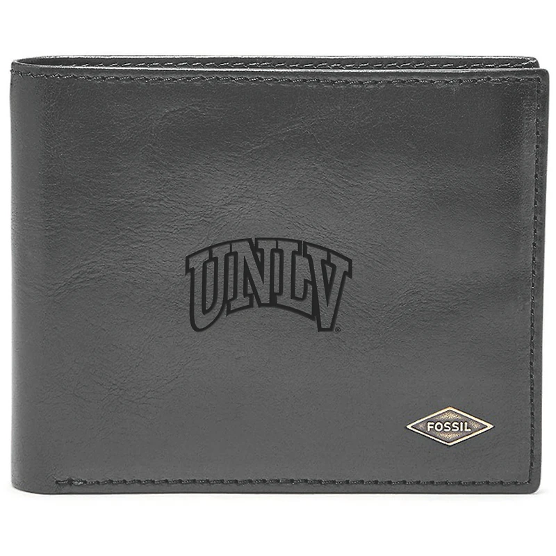 Men's Fossil Black UNLV Rebels Leather Ryan RFID Flip ID Bifold Wallet