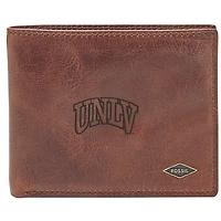 Men's Fossil Brown UNLV Rebels Leather Ryan RFID Flip ID Bifold Wallet