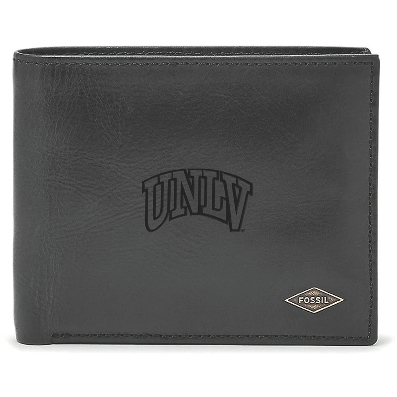 Men's Fossil Black UNLV Rebels Leather Ryan RFID Passcase Wallet