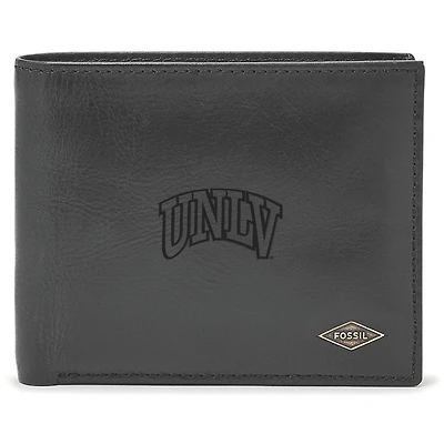 Men's Fossil Black UNLV Rebels Leather Ryan RFID Passcase Wallet