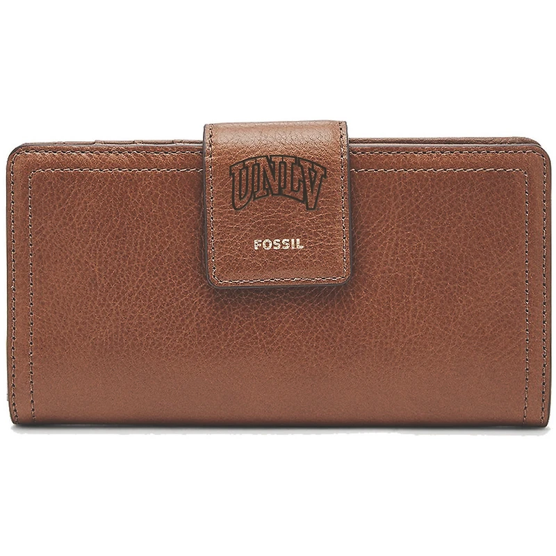 Women's Fossil Brown UNLV Rebels Leather Logan RFID Tab Clutch