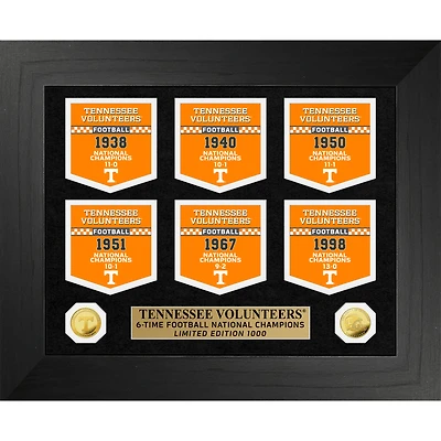 Highland Mint Tennessee Volunteers 6-Time Football National Champions 12'' x 15'' Gold Deluxe Banner Collection Frame