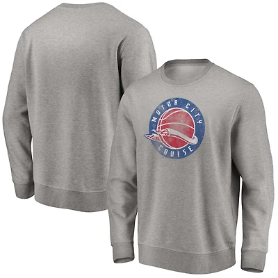 Men's Heathered Gray Motor City Cruise Distressed Primary Pullover Sweatshirt