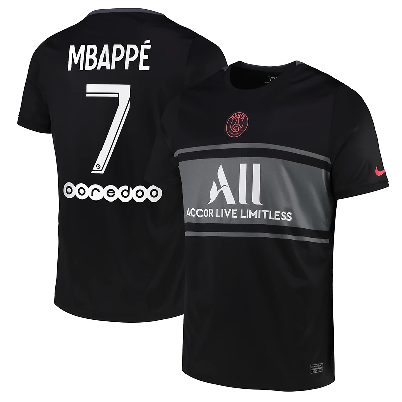 Men's Nike Kylian Mbappé Black Paris Saint-Germain 2021/22 Third Breathe Stadium Replica Player Jersey
