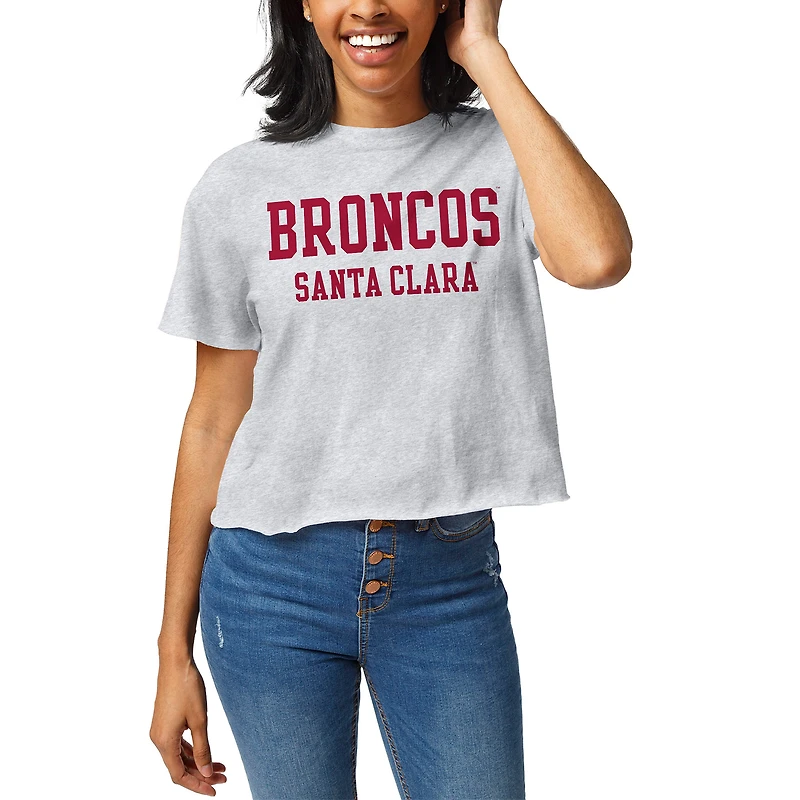 Women's League Collegiate Wear Ash Santa Clara Broncos Clothesline Cropped T-Shirt