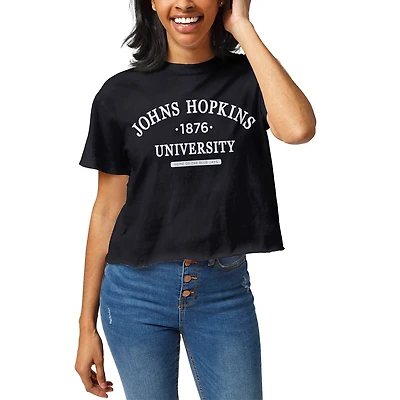 Women's League Collegiate Wear Navy Johns Hopkins Blue Jays Wordmark Clothesline Cropped T-Shirt