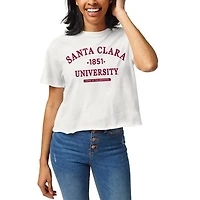 Women's League Collegiate Wear White Santa Clara Broncos Wordmark Clothesline Cropped T-Shirt