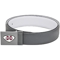 Gray Mississippi State Bulldogs Reversible Leather Belt