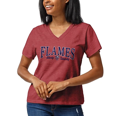 Women's League Collegiate Wear Heathered Red Liberty Flames Intramural Boyfriend V-Neck T-Shirt