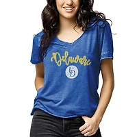 Women's League Collegiate Wear Heathered Royal Delaware Fightin' Blue Hens Loose Fit V-Neck T-Shirt
