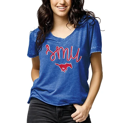 Women's League Collegiate Wear Heathered Royal SMU Mustangs Loose Fit V-Neck T-Shirt