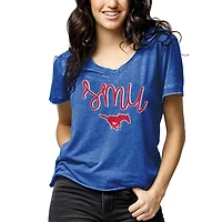 Women's League Collegiate Wear Heathered Royal SMU Mustangs Loose Fit V-Neck T-Shirt