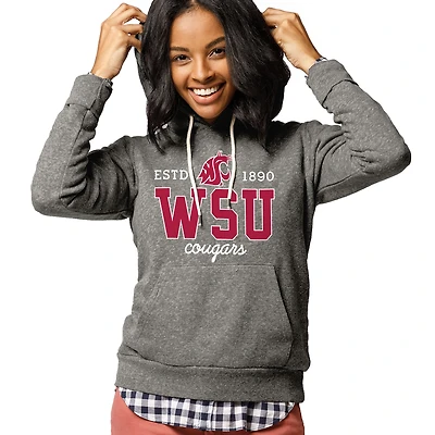 Women's League Collegiate Wear Heathered Gray Washington State Cougars Victory Springs Pullover Hoodie