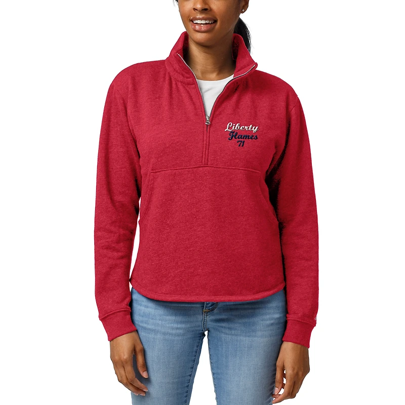Women's League Collegiate Wear Heathered Red Liberty Flames Victory Springs Half-Zip Pullover Jacket