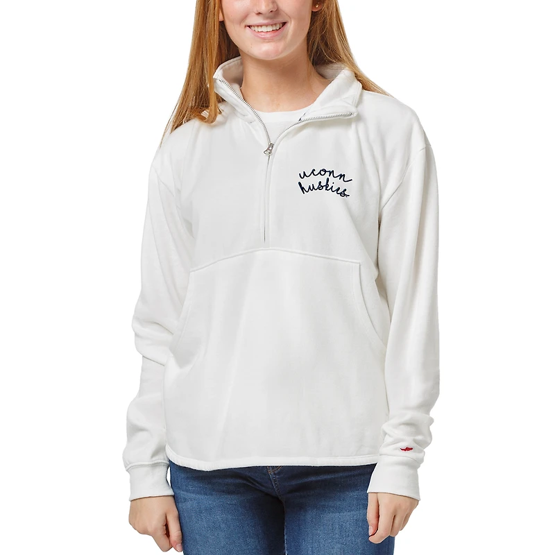 Women's League Collegiate Wear White UConn Huskies Victory Springs Half-Zip Pullover Jacket