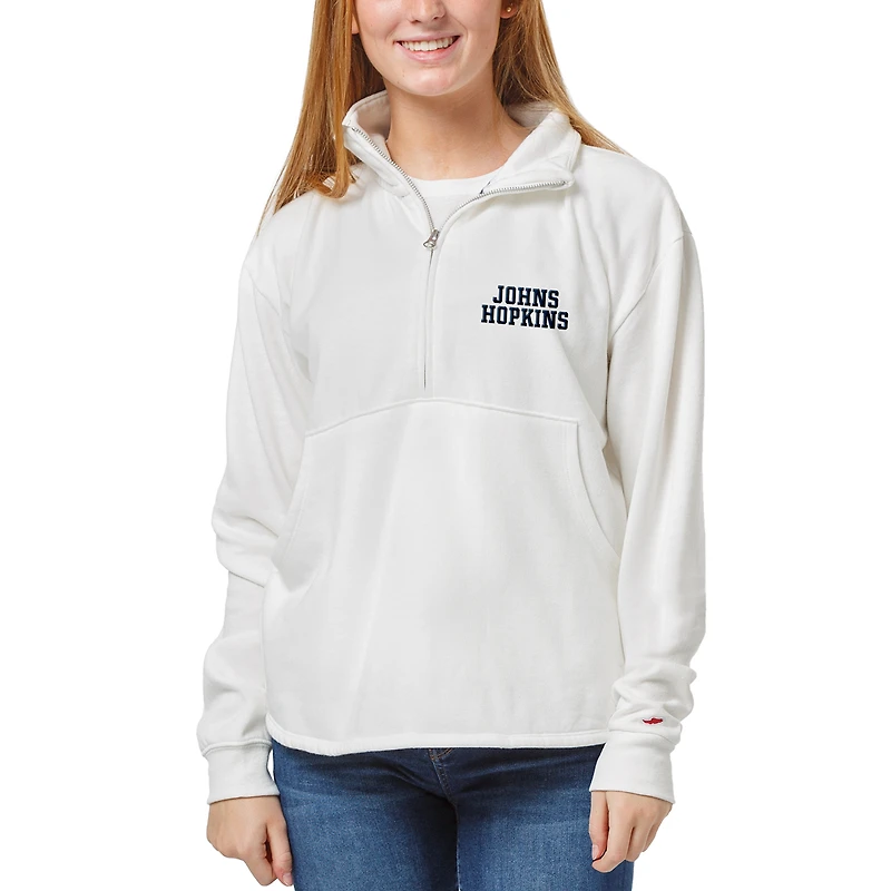 Women's League Collegiate Wear White Johns Hopkins Blue Jays Logo Victory Springs Half-Zip Pullover Jacket
