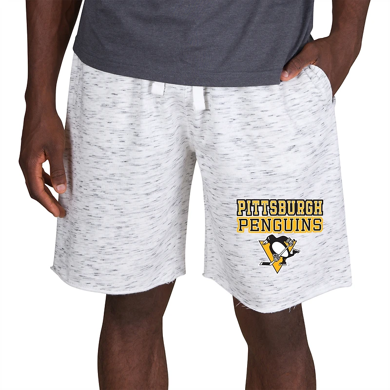Men's Concepts Sport White/Charcoal Pittsburgh Penguins Alley Fleece Shorts