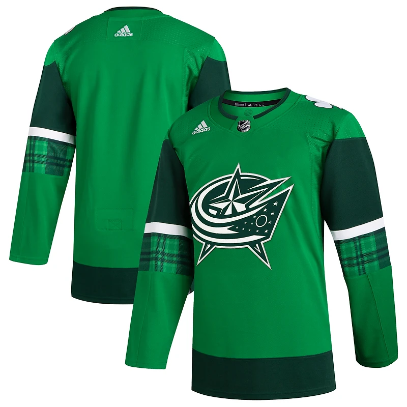 Men's adidas  Kelly Green Columbus Blue Jackets 2023 St. Patrick's Day Primegreen Authentic Jersey