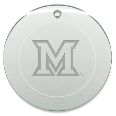 Miami University RedHawks 3'' Glass Round Ornament